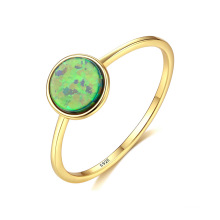 Classic 925 Sterling Silver Circle Opal Finger Rings